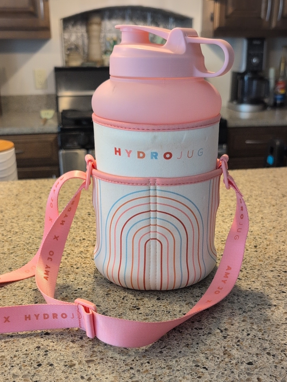 HydroJug Pink Rainbow Neoprene Bottle Carrier with Adjustable Strap